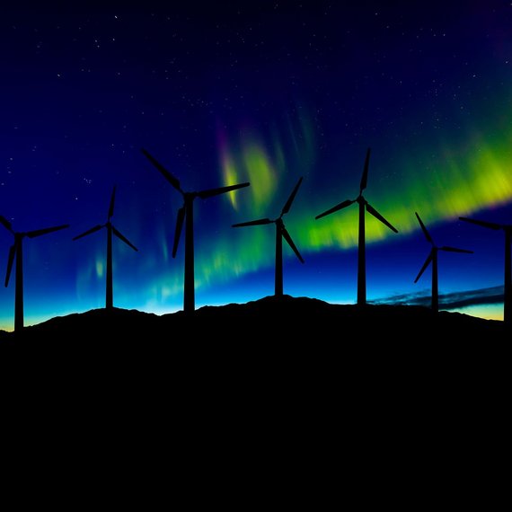 Wind turbines and northern lights