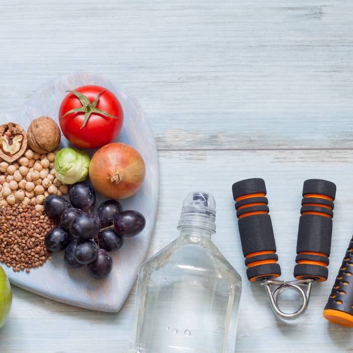 Fruits and fitness equipment