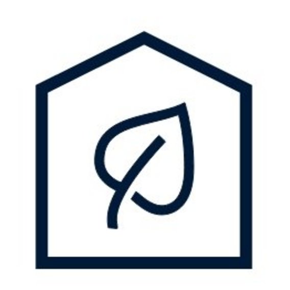 Icon of a house outline containing a leaf